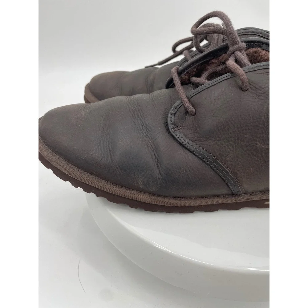 UGG Neumel Chukka Boots Mens 12 Brown Leather Suede Shearling Classic Cozy Shoes